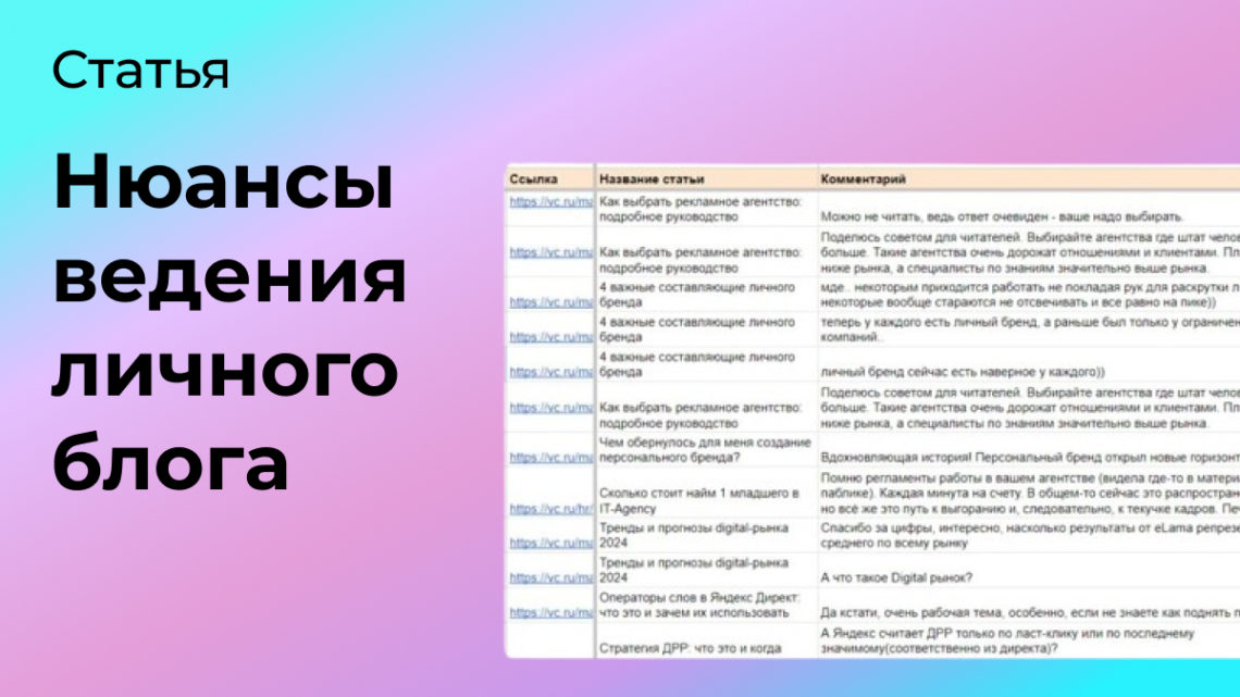 Нюансы ведения личного блога