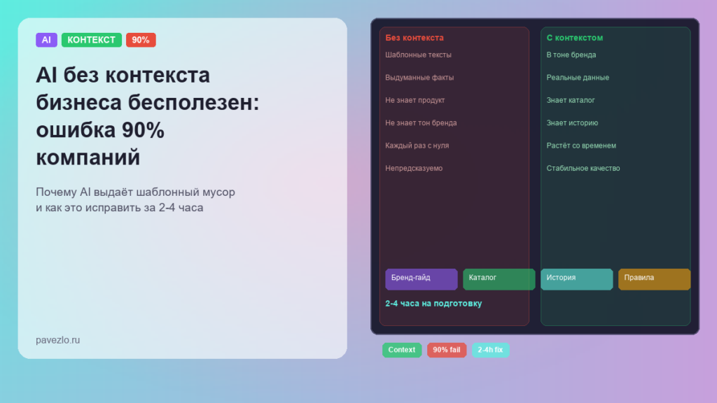 Обложка: AI без контекста vs с контекстом бизнеса