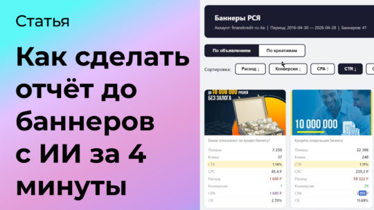 Отчёт по креативам в Яндекс Директ через ИИ