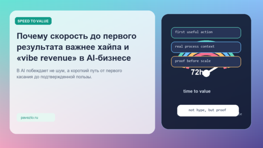 Почему скорость до первого результата важнее хайпа и «vibe revenue» в AI-бизнесе