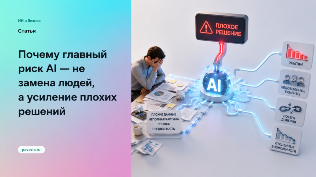 Почему главный риск AI — не замена людей, а усиление плохих решений