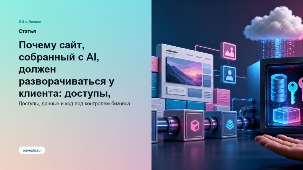 Почему сайт, собранный с AI, должен разворачиваться у клиента: доступы, данные и независимость от подрядчика