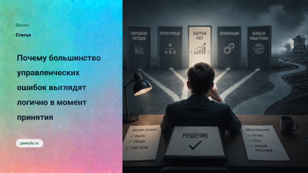 Почему большинство управленческих ошибок выглядят логично в момент принятия