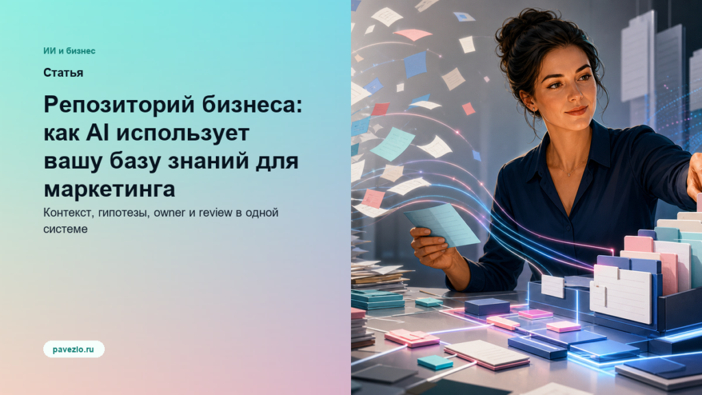Обложка статьи: Репозиторий бизнеса: как AI использует вашу базу знаний для маркетинга