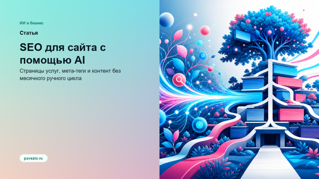 Обложка статьи: SEO для сайта с помощью AI