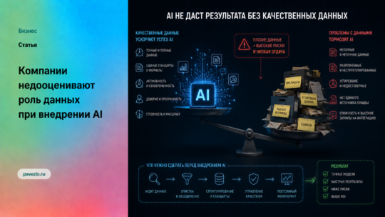 Компании недооценивают роль данных при внедрении AI