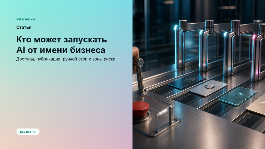 Обложка статьи: Кто в компании должен иметь право запускать AI от имени бизнеса: доступы, действия, публикации и ручной стоп
