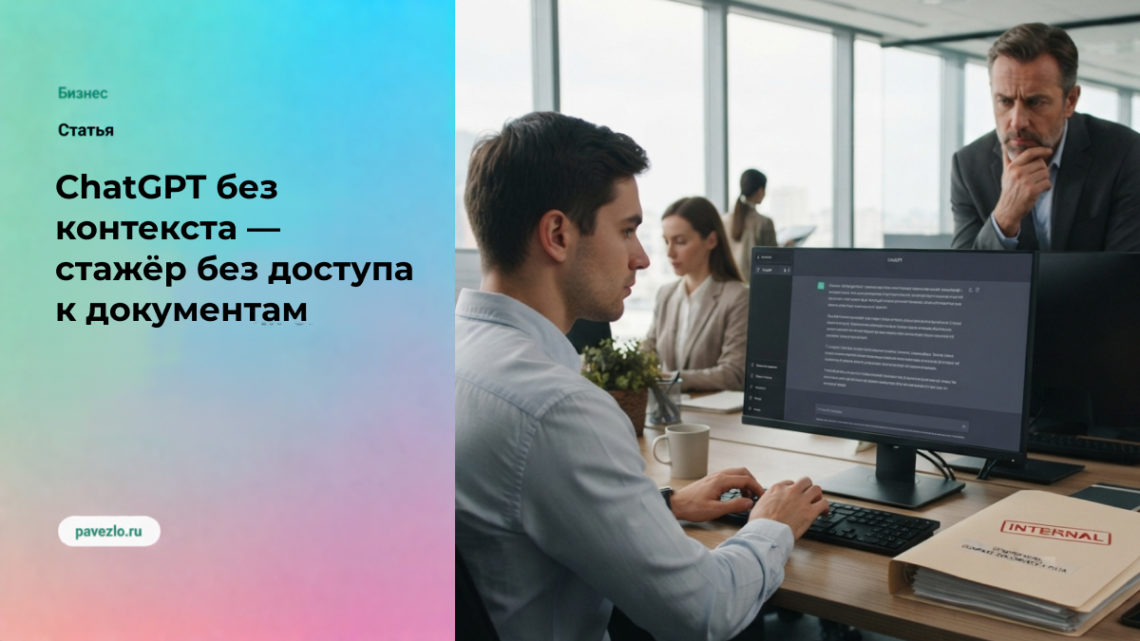 ChatGPT без контекста бизнеса — умный стажёр без доступа к документам